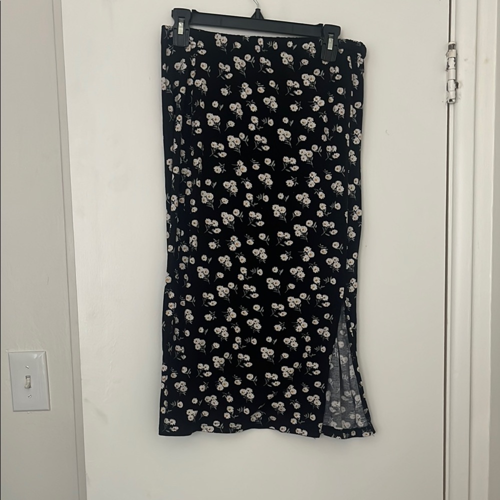 Floral Black Skirt